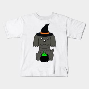 Cute black dog is a witch Kids T-Shirt